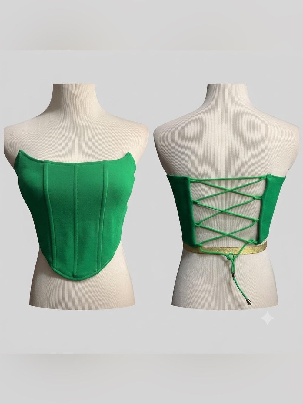 Sky to Moon Green Strapless Lace-Up Corset Top -Size M